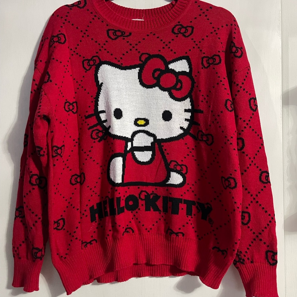 Hello Kitty Red and Black Crew Neck Sweater